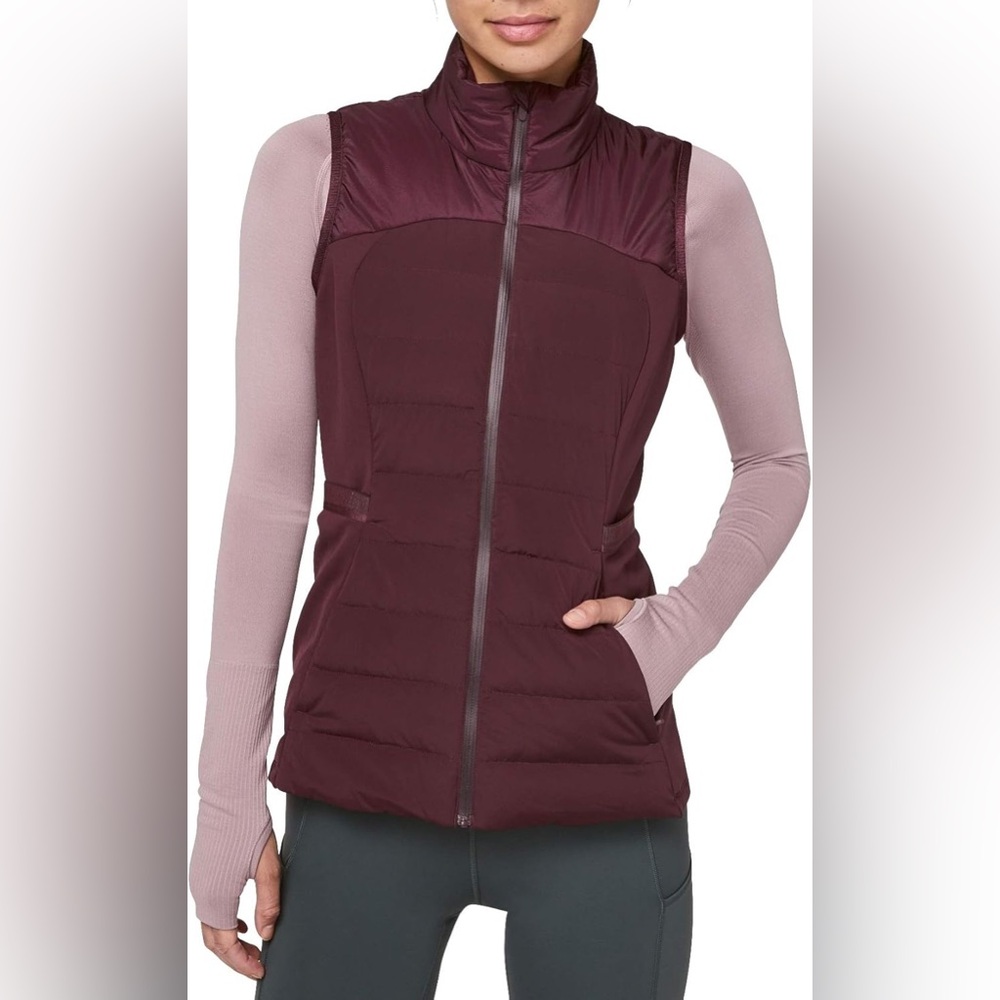 Lululemon Down For It All Vest Dark Adobe Burgundy Sz. 6